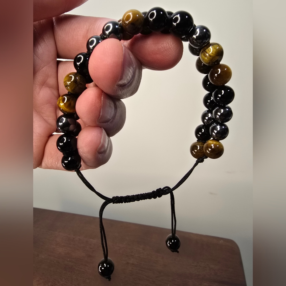 Tigers Eye, Obsidian, and Hematite Crystal Bracelet - Picture 11 of 14
